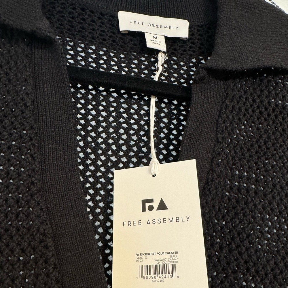 FREE ASSEMBLY Short Sleeve Crochet Polo Shirt - Picture 7 of 8